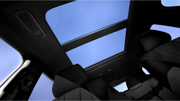 A Panoramic Moon Roof is shown from a ground up perspective.