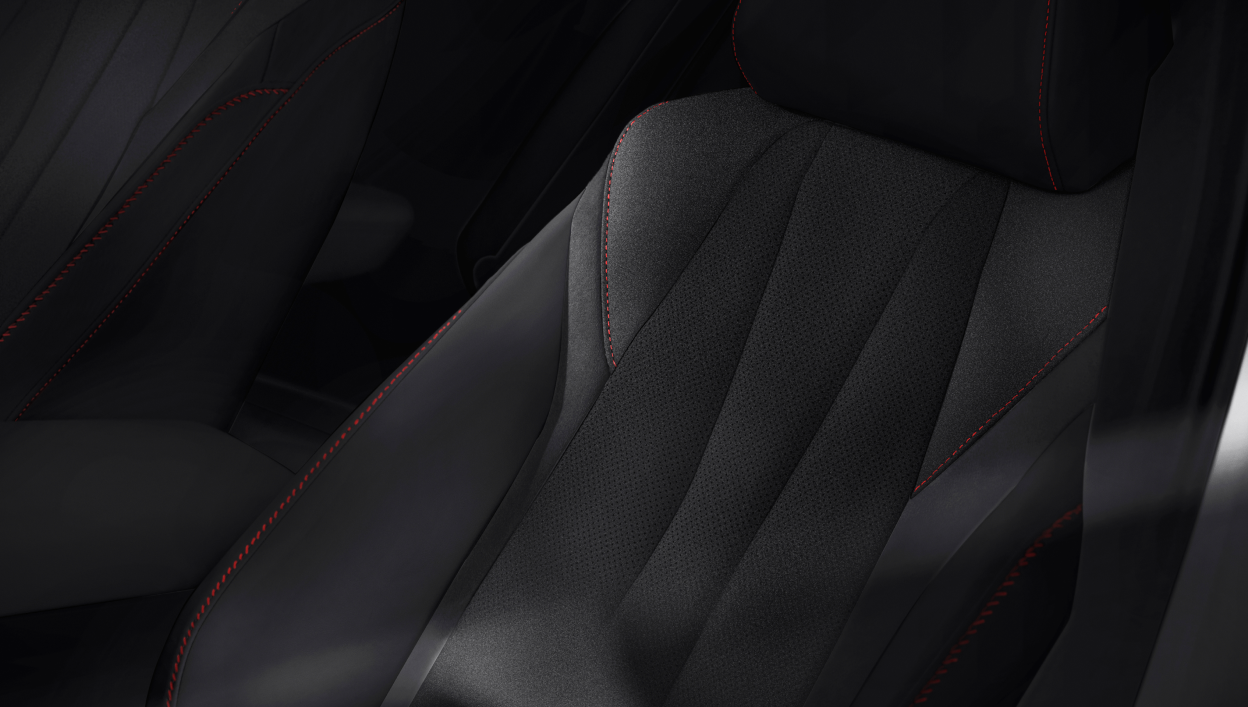 A close-up of interior seats are shown.