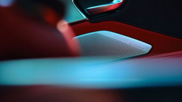 Macro closeup of the ELS Studio speaker.