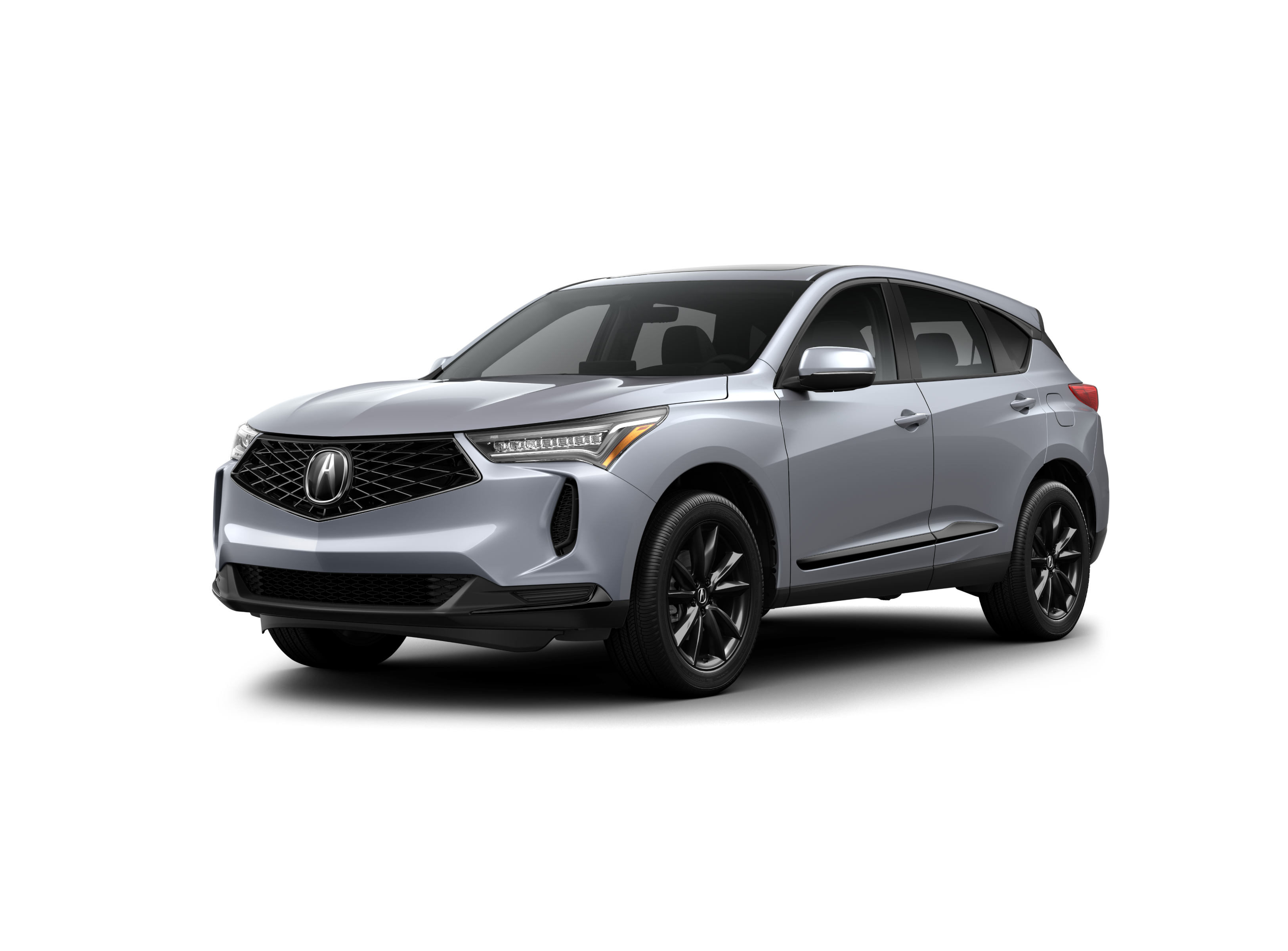 ¾ driver side front facing view of 2025 RDX model in Solar Silver Metallic colour