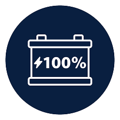 Icon of a clipboard with a battery. 